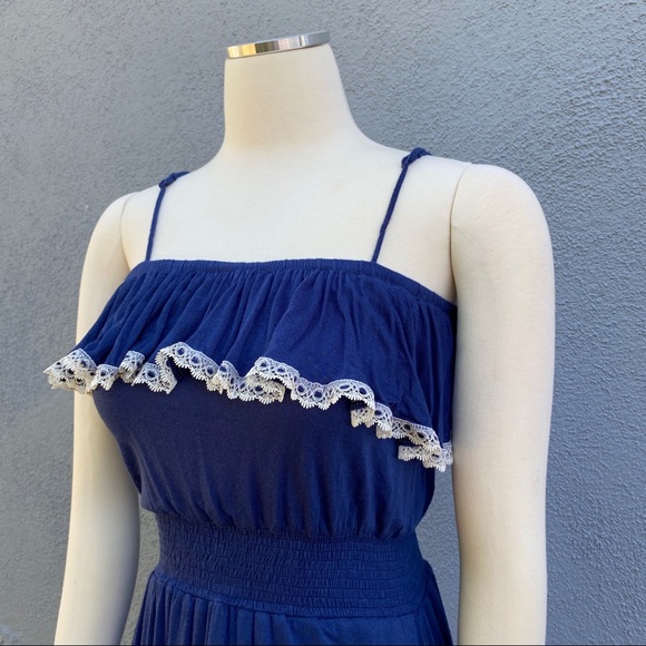 Navy Blue Ruffle Dress - Picture 3 of 7